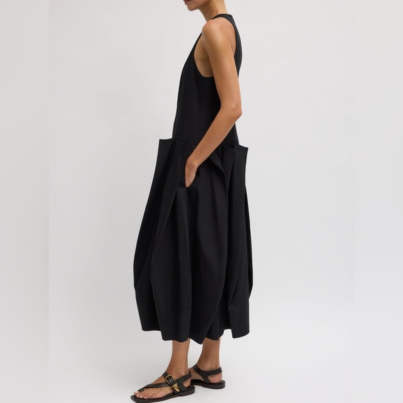 Tibi Compact Eco Poplin Pinched Pleat Dress - Picture 3 of 9